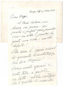 Autografo originale 1977 ROVIGO Don Mario BISAGLIA Sono nato operaio e resto tale Autografo 1