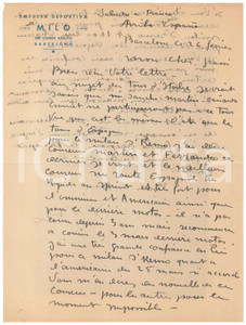 Autografo originale 1940 CICLISMO BARCELONA Empresa Deportiva MILO offre corridori MilanoSanremo 1