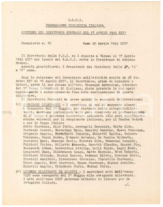 Documento originale, autentico 1943 CONI CICLISMO  Deliberazioni su corridori dilettanti e professionisti 1