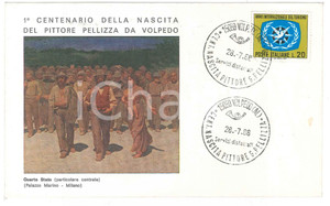Oggetto da collezione cartaceo 1968 FILATELIA 1° Centenario Nascita Pellizza da Volpedo Busta FDC Quarto Stato 1