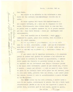Autografo originale 1942 LECCO Lettera Antonio CIMA per un appuntamento  AUTOGRAFO 1