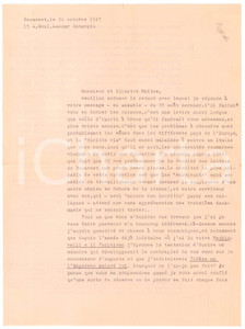 Autografo originale 1947 BUCAREST ROMANIA Dionisie PIPPIDI  Epurazione nelle università AUTOGRAFO 1