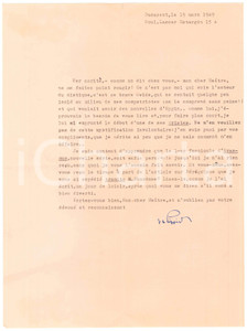 Autografo originale 1949 BUCAREST Storico Dionisie PIPPIDI ringrazia un collega  Autografo 1