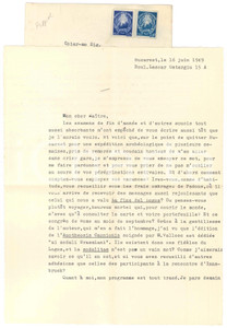 Autografo originale 1949 BUCAREST Dionisie PIPPIDI in partenza per scavi di Callatis  Autografo 1