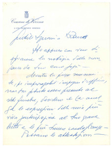 Autografo originale 1969 VERONA Lettera Tullio RIOLFATTI vice segretario generale  AUTOGRAFO 1