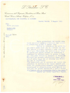 Documento originale, autentico 1943 WW2 VERRES AO L IDRAULICA S.C. Lettera a un lavoratore in tempo di guerra 1