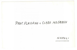 Autografo originale 1960 ca NAPOLI Prof. Flaviano e Clara MAGRASSI  Biglietto da visita AUTOGRAFO 1