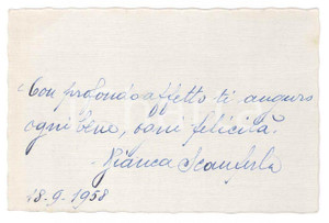 Oggetto da collezione cartaceo 1958 PADOVA Bianca SCANFERLA  Biglietto da visita autografo 1