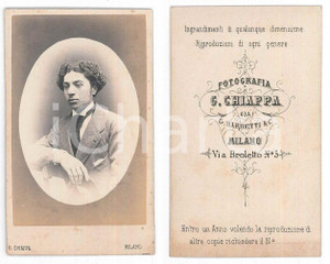 Fotografia d epoca originale 1875 ca MILANO Ritratto di giovane uomo  Foto G. CHIAPPA giÃ  G. BARBETTI CDV 1