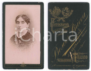 Fotografia d epoca originale 1890 ca TORINO Ritratto di donna con scialle  Foto BOSCO & BRICCA CDV 1