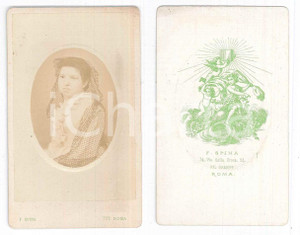 Fotografia d epoca originale 1870 ca ROMA Ritratto di giovane donna con il velo  Foto Filippo SPINA CDV 1