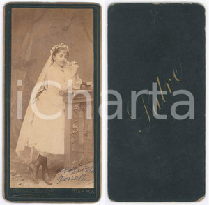 Fotografia d epoca originale 1890 ca PARMA Clotilde FERSELLI alla Prima Comunione Foto BARONI & GARDELLI 1