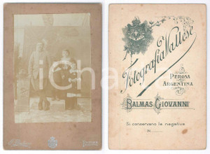 Fotografia d epoca originale 1910 ca PEROSA ARGENTINA Ritratto di ufficiale con la famiglia Foto BALMAS 1