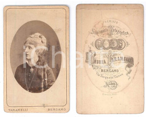 Fotografia d epoca originale 1900 ca BERGAMO Ritratto femminile  Foto Andrea TARAMELLI  CDV 1