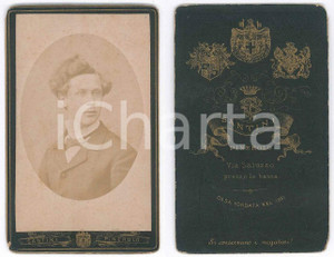 Fotografia d epoca originale 1900 ca PINEROLO Via Saluzzo  Ritratto maschile  Foto SANTINI  CDV 1