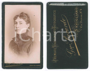 Fotografia d epoca originale 1880 ca SAVIGLIANO CN Ritratto di donna  Foto Giuseppe BERARDO CDV 1