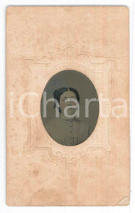 Fotografia d epoca originale 1880 ca PHILADEPLHIA USA Portrait of a woman  Photo PIRRONG  FERROTYPE 1