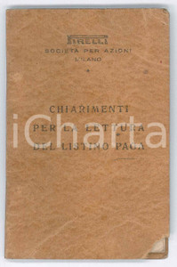 Libro, pubblicazione d epoca 1950 ca MILANO  PIRELLI  Chiarimenti per la lettura del listino paga 16 pp. 1