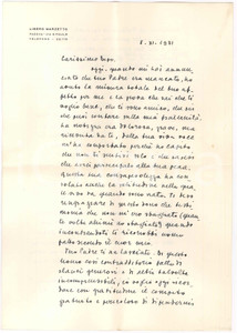Autografo originale 1971 PADOVA Lettera Libero MARZETTO per condoglianze  AUTOGRAFO 1