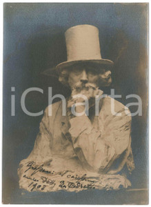 Autografo originale 1908 MILANO ? Scultore Orazio Costante GROSSONI  AUTOGRAFO su foto bozzetto 1