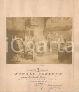 Documento originale, autentico 1876 COMUNE DI MILANO Attestato menzione alunno Luigi PREDEVAL Vera foto 1