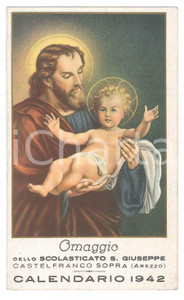 Oggetto da collezione cartaceo 1942 CASTELFRANCO SOPRA Scolasticato San Giuseppe  Calendario 7x12 cm 1