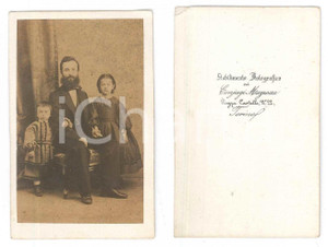 Fotografia d epoca originale 1890 ca TORINO Padre con figli  Foto CONIUGI MAZZOCCA CDV 1