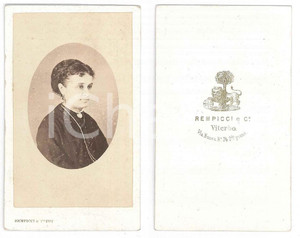 Fotografia d epoca originale 1870 ca VITERBO Ritratto di donna  Busto  Foto REMPICCI  CDV 1
