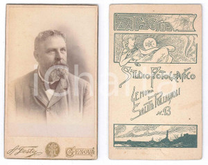 Fotografia d epoca originale 1905 ca GENOVA Ritratto maschile  Foto Achille TESTA  CDV 1