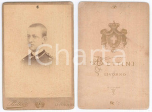 Fotografia d epoca originale 1880 ca REGIO ESERCITO LIVORNO  Ritratto di ufficiale  Foto BETTINI 11x16 cm 1