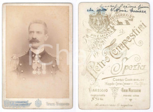 Fotografia d epoca originale 1900 ca LA SPEZIA  REGIO ESERCITO Generale Giovanni CARDONE Foto P. TEMPESTINI 1