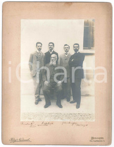 Fotografia d epoca originale 1920 ca BOLOGNA Prof. Bernardino PERONI tra i collaboratori Foto AUTOGRAFO 1