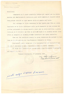 Autografo originale 1960 TRAVACÃ’ SICCOMARIO Don Quinto VERMINETTI per lavori Battistero AUTOGRAFO 1