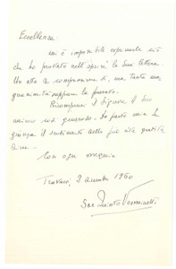 Autografo originale 1960 TRAVACO  SICCOMARIO Don Quinto VERMINETTI per ringraziamento  Autografo 1