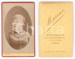 Fotografia d epoca originale 1880 ca PARIS Femme avec robe Ã  franges  Portrait  Photo MARIUS CDV 1