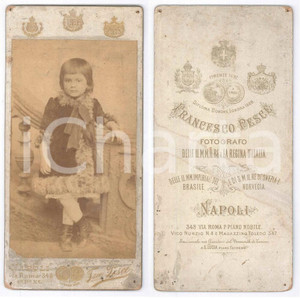 Fotografia d epoca originale 1890 ca NAPOLI Bambina con soprabito in pelliccia  Foto Francesco PESCE 1