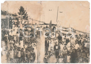 Fotografia d epoca originale Luglio 1925 VARAZZE SV Bagni MAFALDA   Foto di gruppo DANNEGGIATA 23x16 1