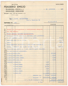 Documento originale, autentico 1941 MILANO Via Mac Mahon  Ditta Emilio PRADERIO Fattura per ditta MAZZACCHERA 1