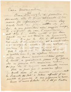 Autografo originale 1940 ca FERRARA Lettera Fidelio FINZI pro amico all ALFA ROMEO Autografo 1