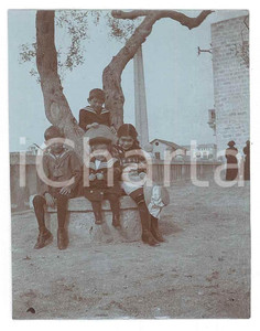 Fotografia d epoca originale 1900 ca ITALIA Bambini in un giardino pubblico  Foto anonima 6x8 cm 1