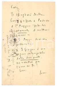 Autografo originale 1925 ROMA Padre Giovanni SEMERIA su passaggio a Padova Cartolina AUTOGRAFA 1