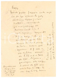 Autografo originale 1925 s. l. Padre Giovanni SEMERIA  Viaggi per conferenze AUTOGRAFO 1