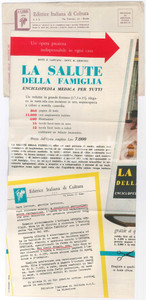 Materiale pubblicitario d’epoca 1970 ca LA SALUTE DELLA FAMIGLIA Editrice italiana di cultura  Opuscolo 32x32 1
