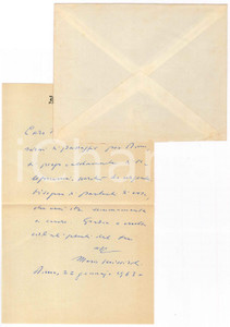 Autografo originale 1963 ROMA IL MESSAGGERO Mario MISSIROLI in attesa di un amico AUTOGRAFO 1