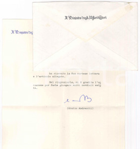 Autografo originale 1988 ROMA Lettera Giulio ANDREOTTI  Ministro Affari Esteri  AUTOGRAFO 1