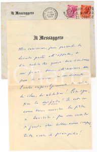 Autografo originale 1967 ROMA Mario MISSIROLI Mi pare di vivere in un deserto  AUTOGRAFO 1