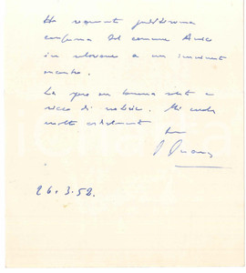 Autografo originale 1952 TORINO Lettera Giulio EINAUDI per appuntamento con amici Autografo 1