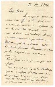 Autografo originale 1926 PADOVA Lettera Alessandro RE  Fornace di MALCONTENTA Autografo 1