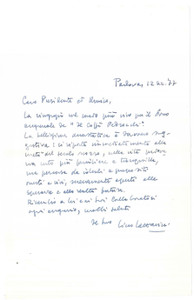 Autografo originale 1977 PADOVA Lino LAZZARINI riceve pubblicazione sul CaffÃ¨ Pedrocchi Autografo 1