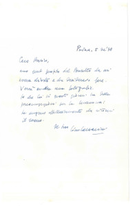 Autografo originale 1978 PADOVA Lettera Lino LAZZARINI  Auguri a un amico Autografo 1